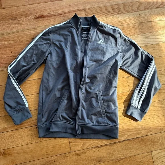 Adidas Charcoal Jacket with White Stripes - Picture 6 of 7